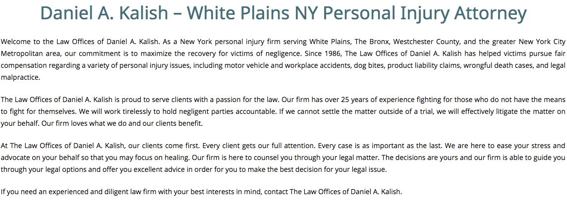 Daniel A. Kalish – White Plains NY Personal Injury Attorney
